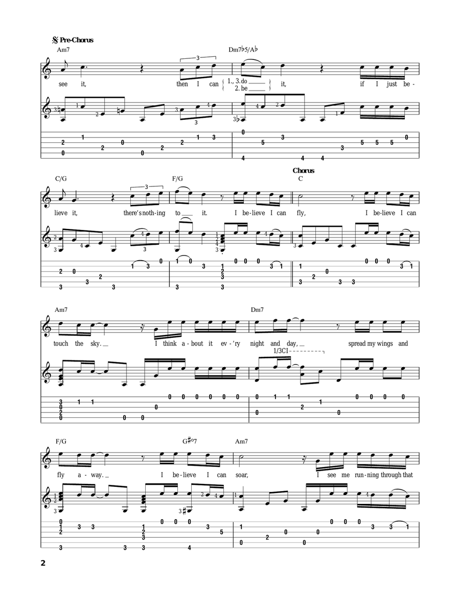 I Believe I Can Fly Acoustic Guitar scores gallery preview page 2
