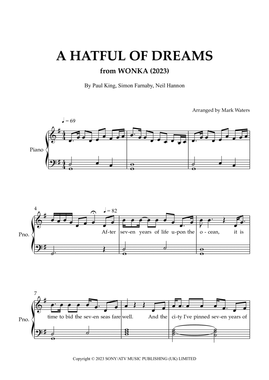 A Hatful Of Dreams Easy Piano scores gallery preview page 1