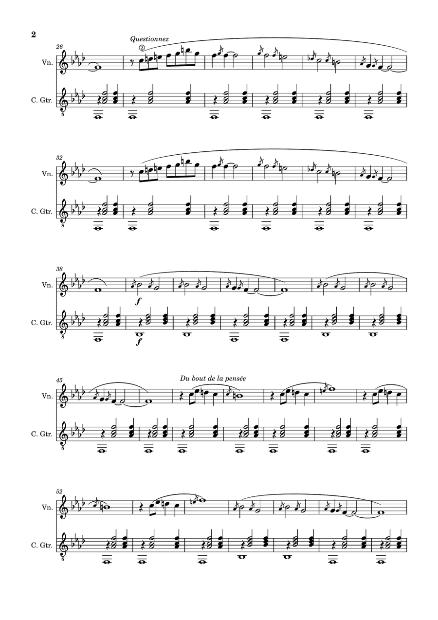 Erik Satie - Six Gnossiennes. Three Gymnopédies. Arrangement for Violin and Classical Guitar. String Duet scores gallery preview page 2