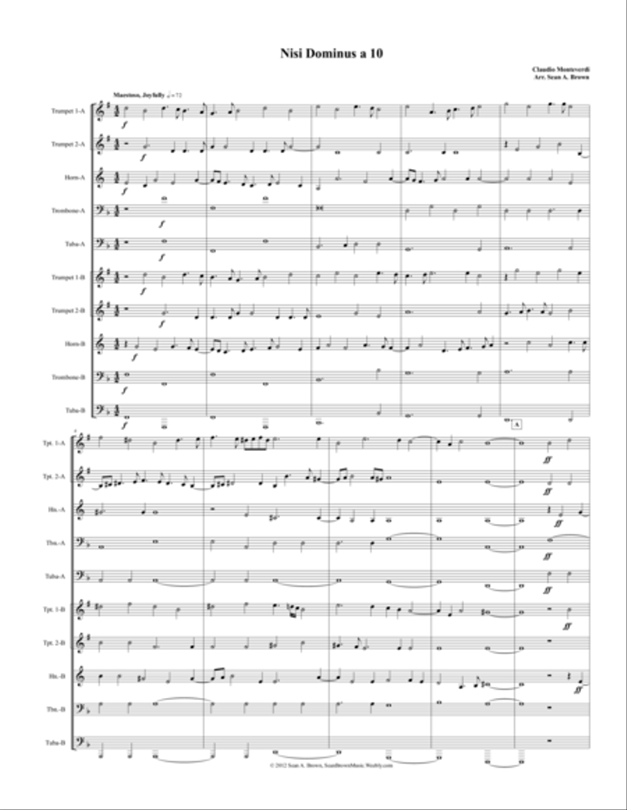 Nisi Dominus a 10 for Double Brass Quintet Brass Ensemble scores gallery preview page 2