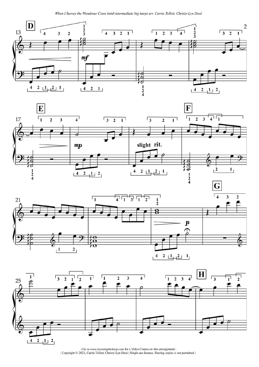 When I Survey The Wondrous Cross - Mid-Intermediate for Harps Celtic Harp scores gallery preview page 3