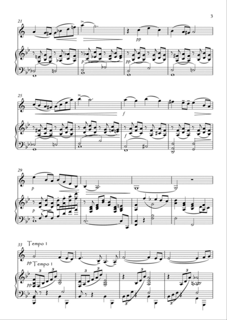 Four Short Pieces for Bass Clarinet Bass Clarinet scores gallery preview page 3