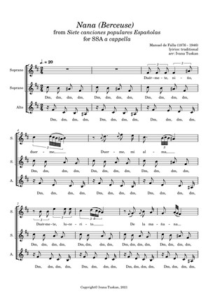 Nana (lullabye) for SSA a cappella