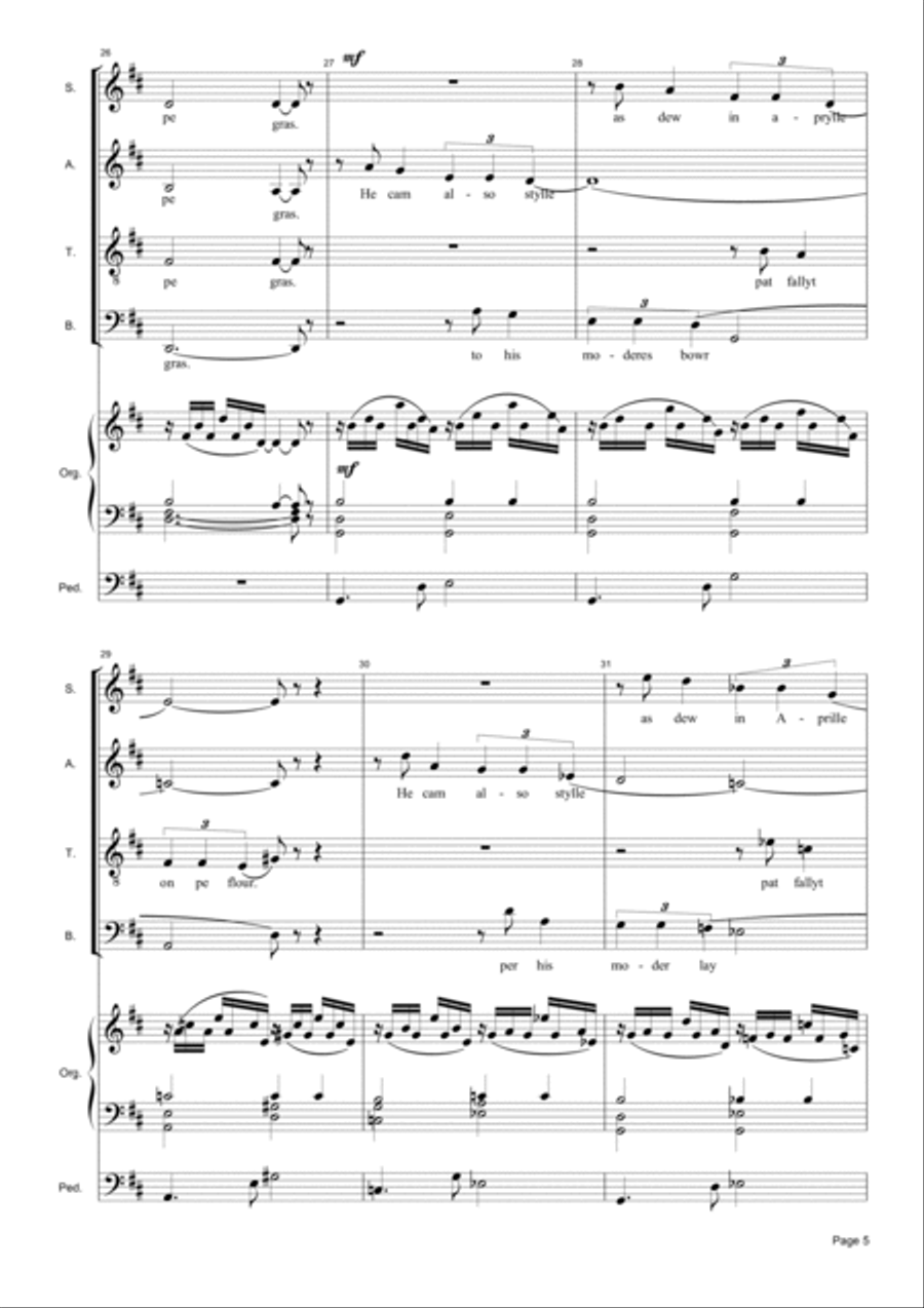 I Syng of a Mayden - A Christmas Carol for SATB Choir and Organ 4-Part scores gallery preview page 5