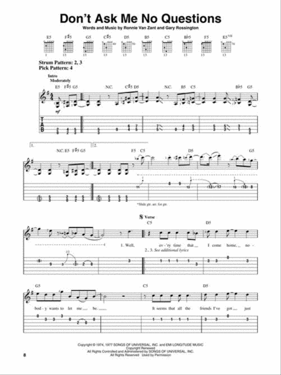 Lynyrd Skynyrd Electric Guitar scores gallery preview page 8