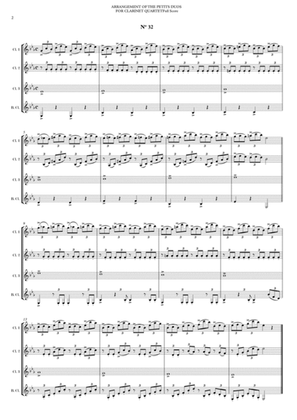 ARRANGEMENT OF THE PETITS DUOS FOR CLARINET QUARTET Nº 31 & 32 image number null