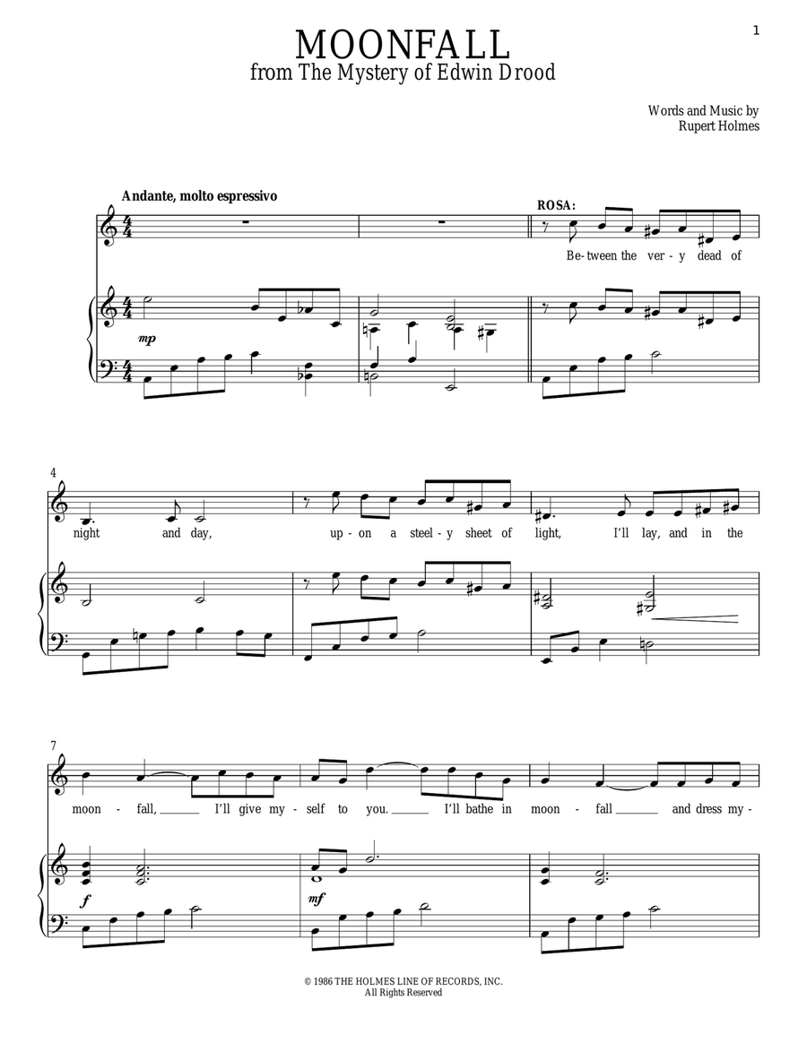 Moonfall (from The Mystery Of Edwin Drood) Piano, Vocal scores gallery preview page 1