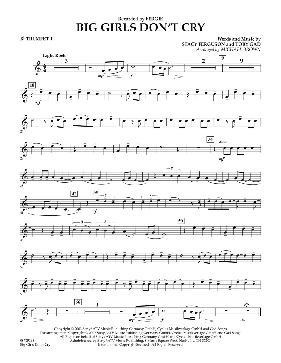 Big Girls Don't Cry - Bb Trumpet 1