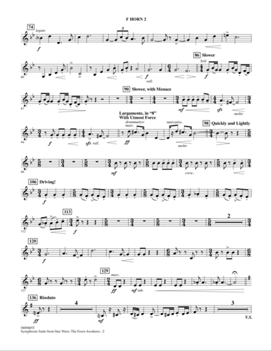 Symphonic Suite from Star Wars: The Force Awakens - F Horn 2 Horn scores gallery preview page 2