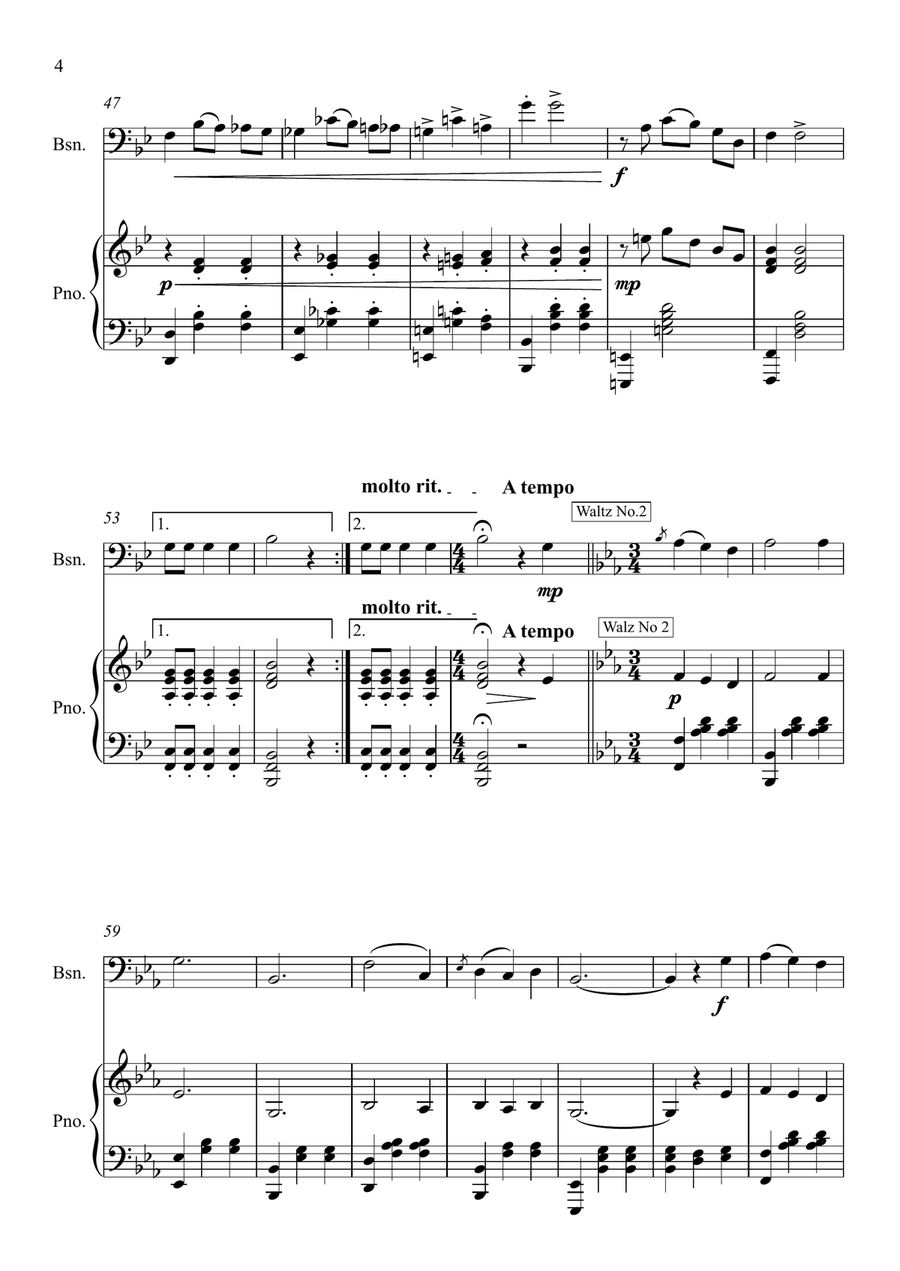 Two Gold and Silver Waltzes Bassoon scores gallery preview page 4