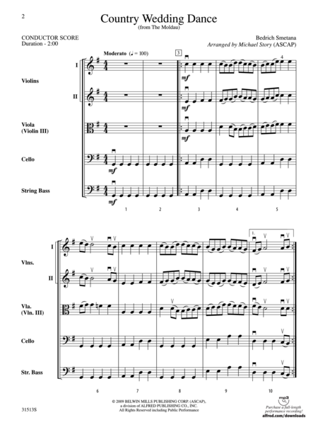 Country Wedding Dance from The Moldau (score only)