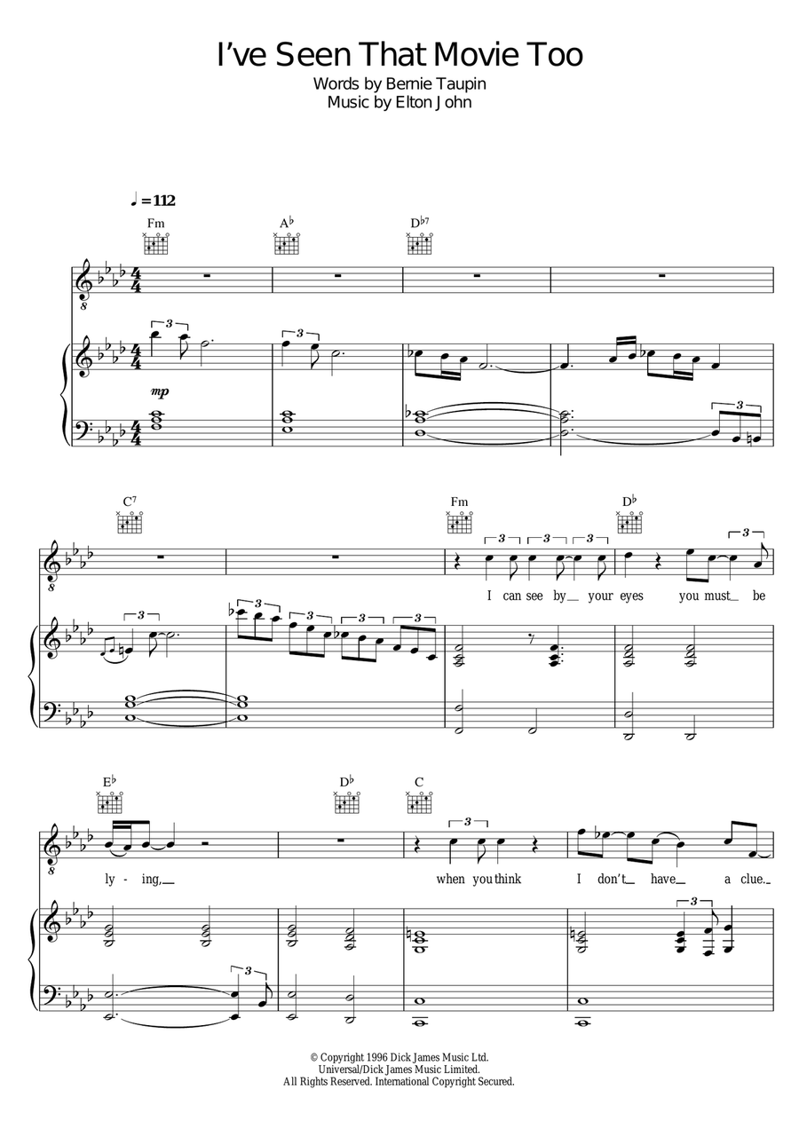 I've Seen That Movie Too Piano, Vocal scores gallery preview page 1