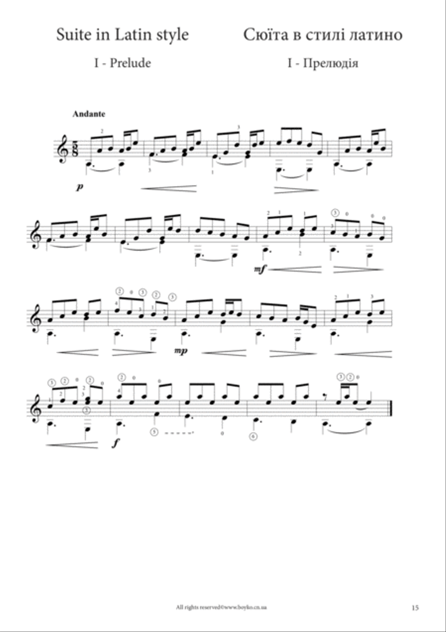 Suite in Latin style I - Prelude II - Tango III - Milonga IV - Samba Electric Guitar scores gallery preview page 3