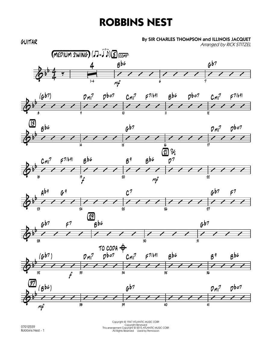 Robbins Nest - Guitar Robbins Nest - Guitar Jazz Ensemble scores gallery preview page 1