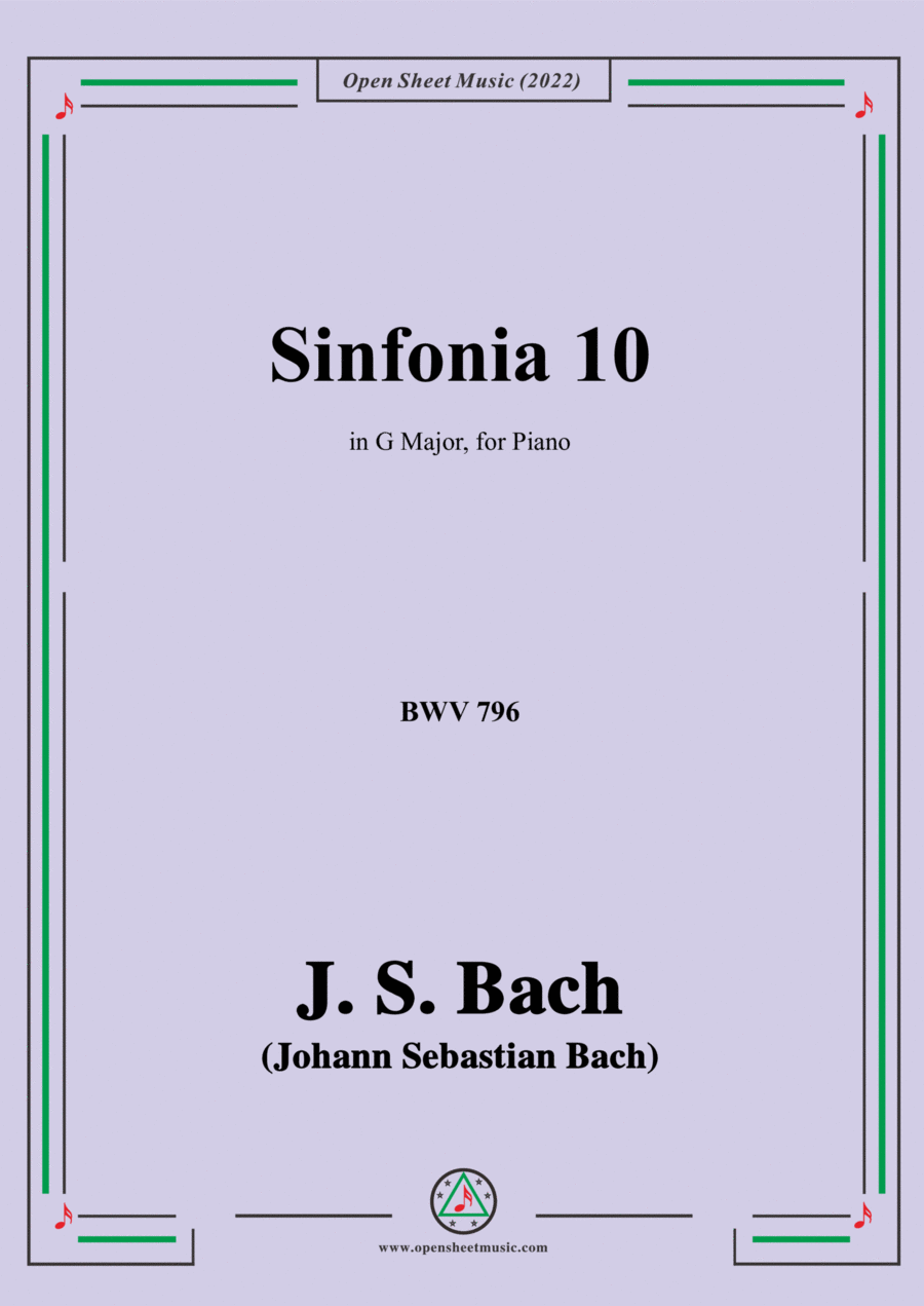 Book cover for J. S. Bach-Sinfonia No.10,in G Major,BWV 796