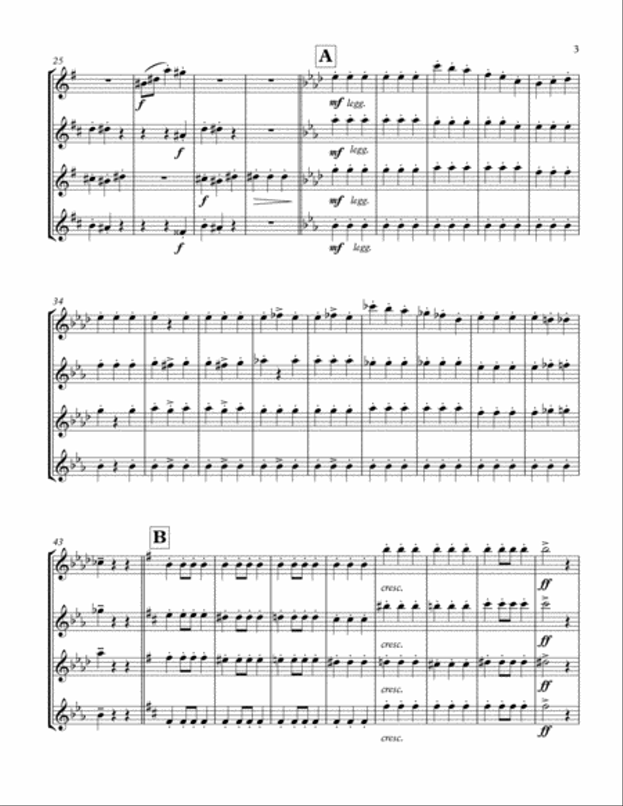 Verdi: Prestissimo from String Quartet in e for Saxophone Quartet Woodwind Quartet scores gallery preview page 3