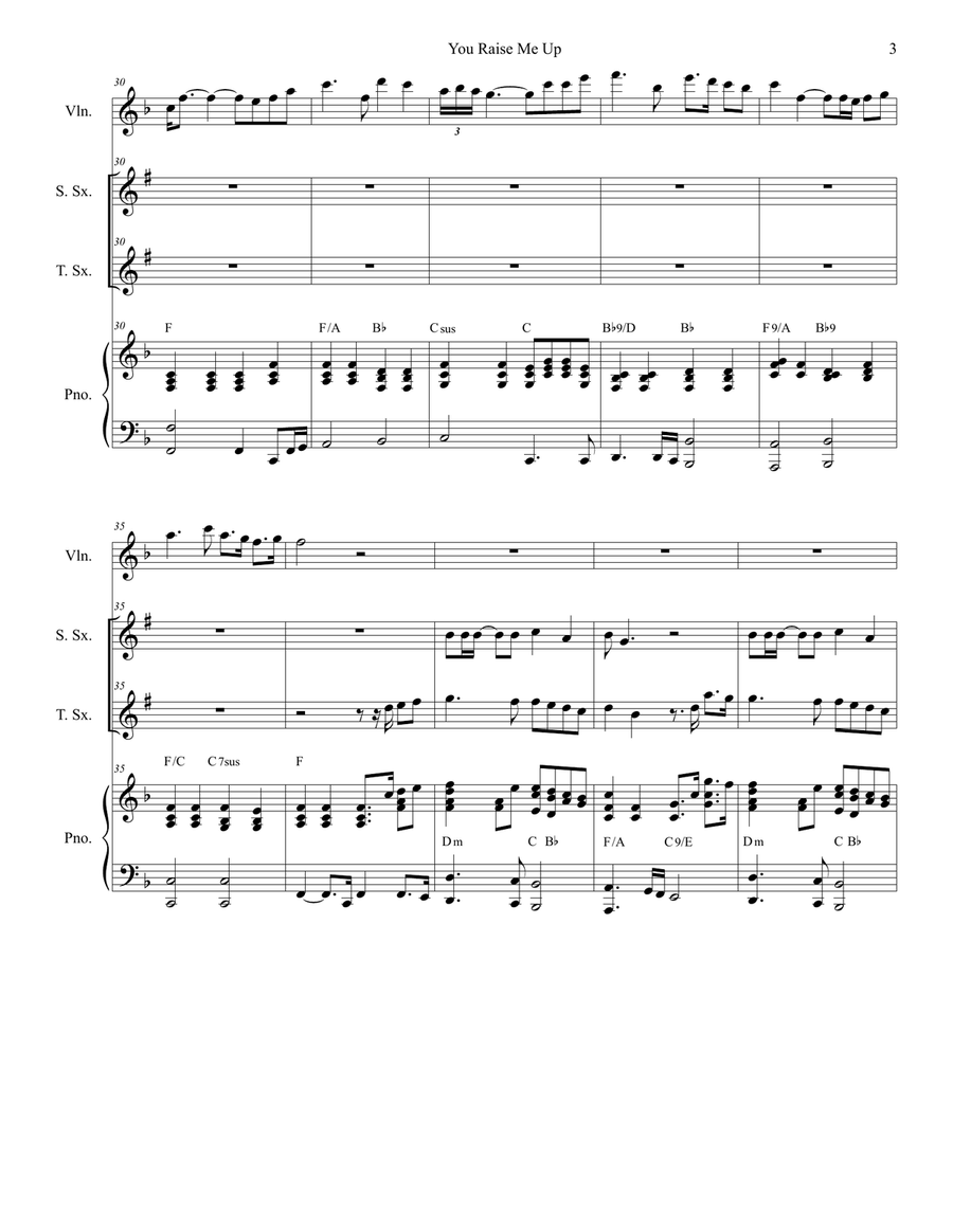 You Raise Me Up Woodwind Duet scores gallery preview page 3