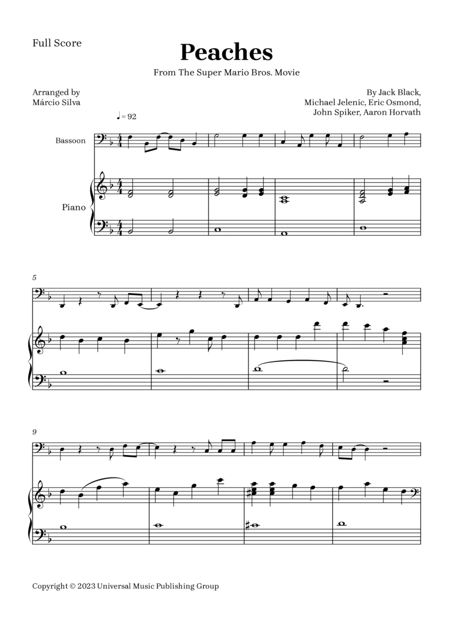 Peaches Bassoon scores gallery preview page 1