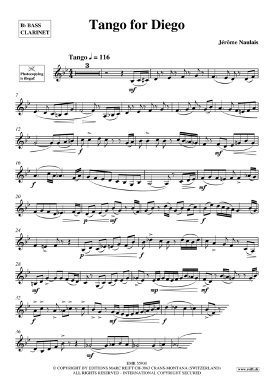 Tango for Diego Bass Clarinet scores gallery preview page 4