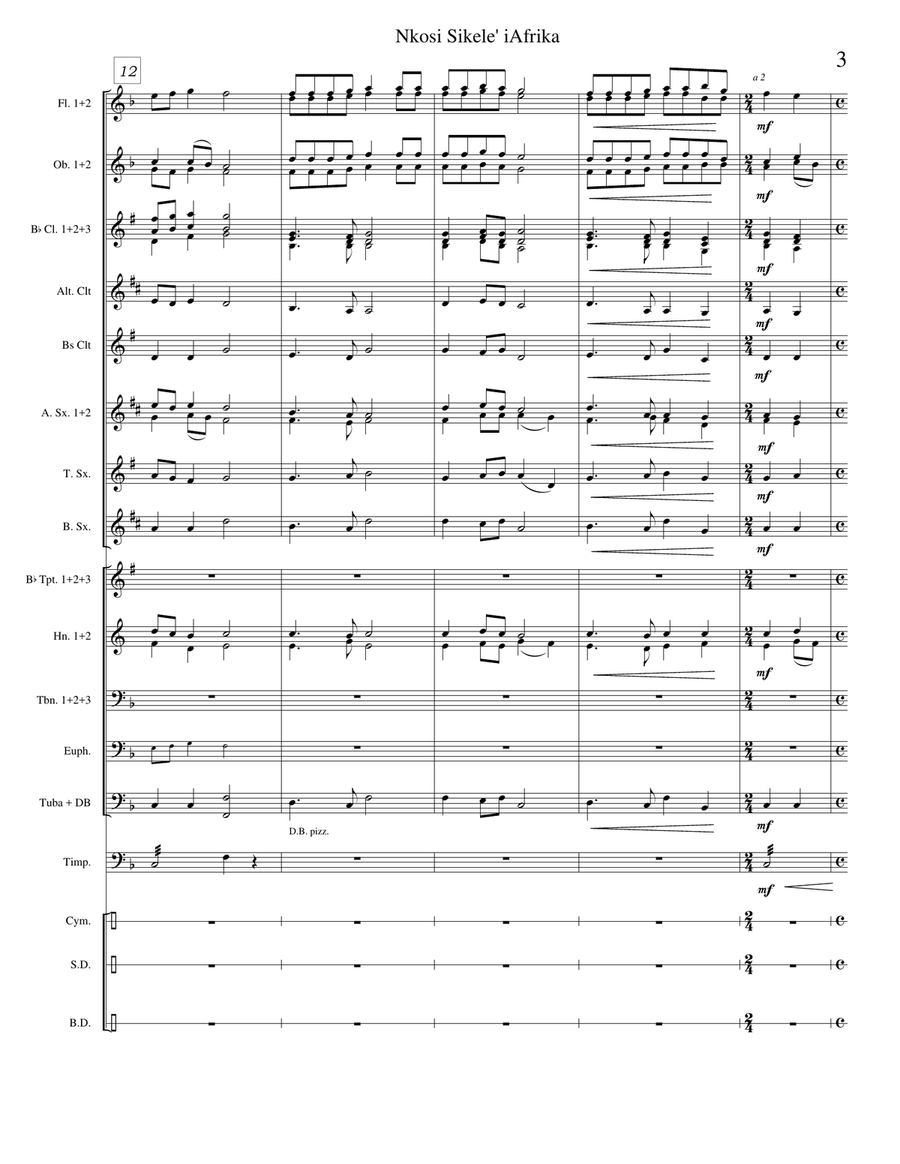 South African National Anthem: Nkosi Sikelel' iAfrika Concert Band scores gallery preview page 5