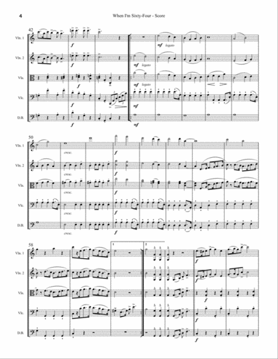 When I'm Sixty-Four String Orchestra scores gallery preview page 4