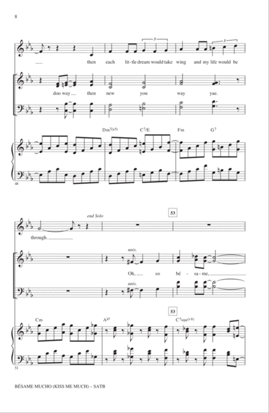 Besame Mucho (Kiss Me Much) 4-Part scores gallery preview page 6