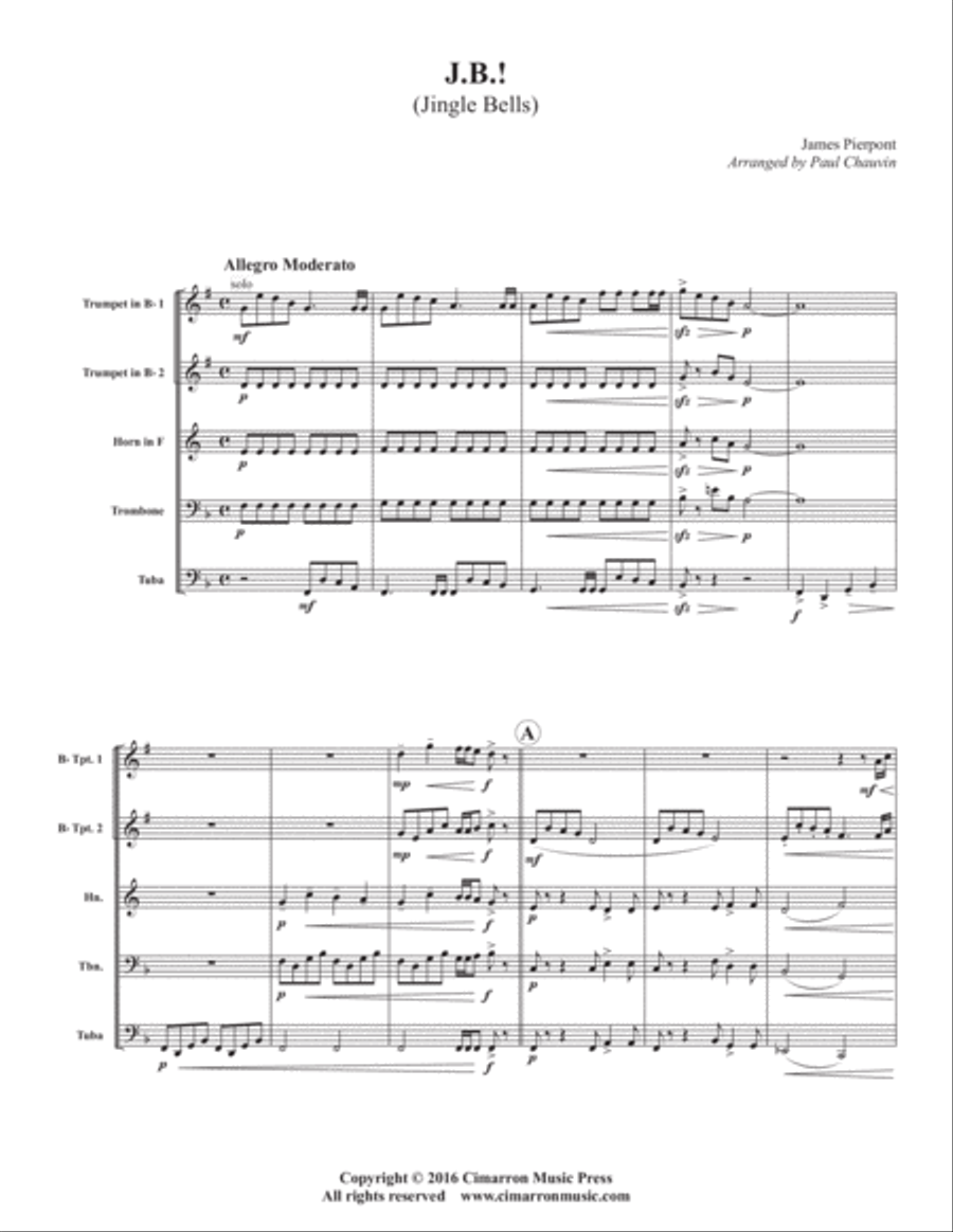 J.B. Jingle Bells J.B. Jingle Bells Brass Quintet scores gallery preview page 2