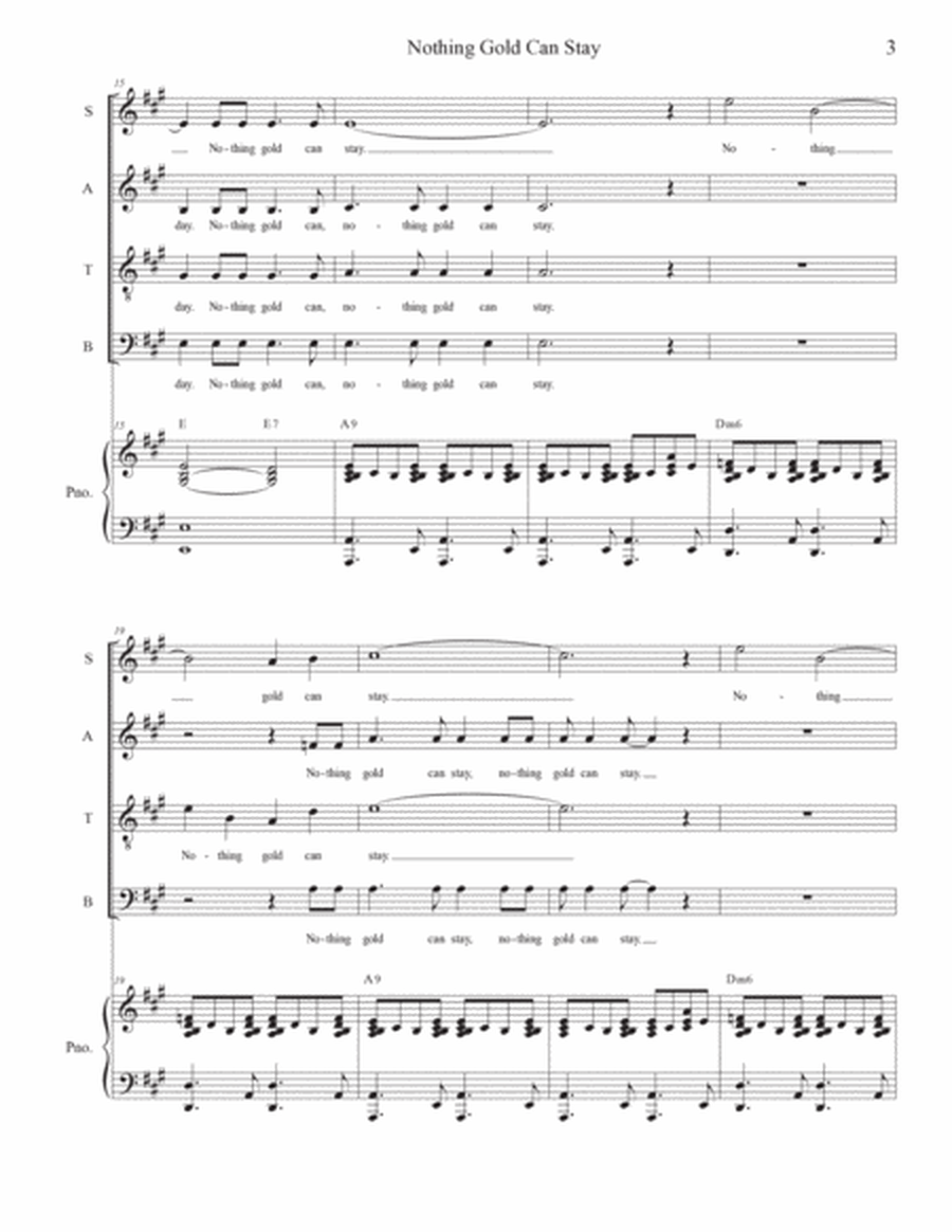 Nothing Gold Can Stay (Vocal Quartet - (SATB) image number null