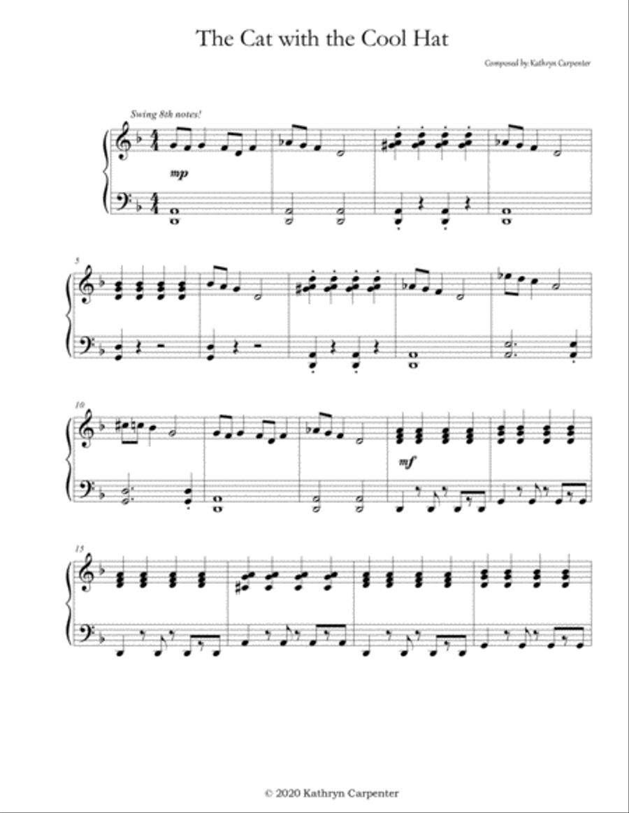 The Cat with the Cool Hat Piano Solo scores gallery preview page 1