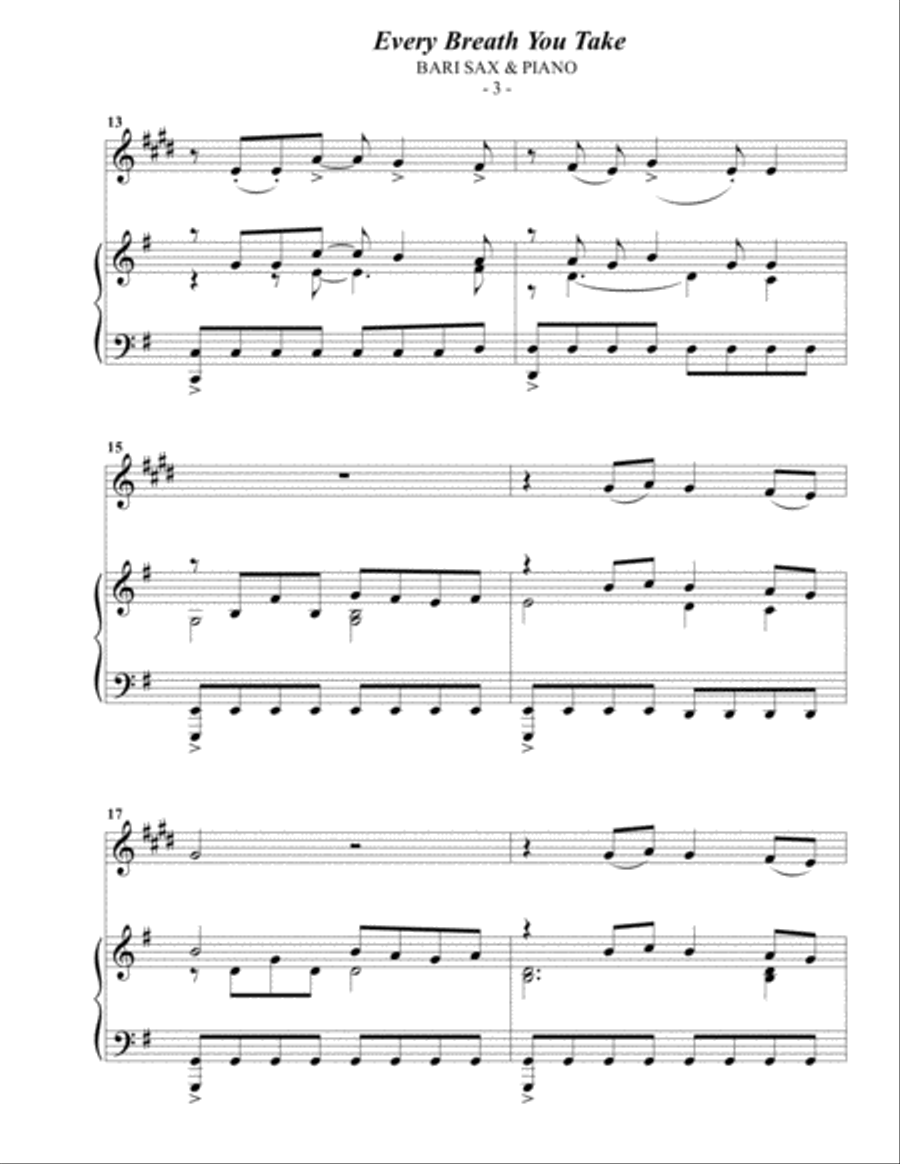 Every Breath You Take Baritone Saxophone scores gallery preview page 3