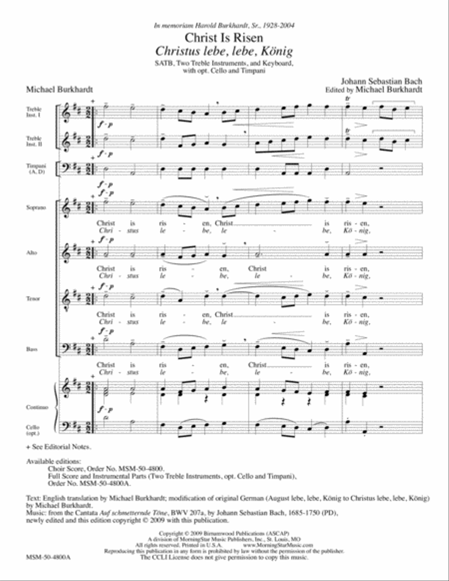 Christ Is Risen/Christus lebe, lebe, König (Full Score) Choir scores gallery preview page 2