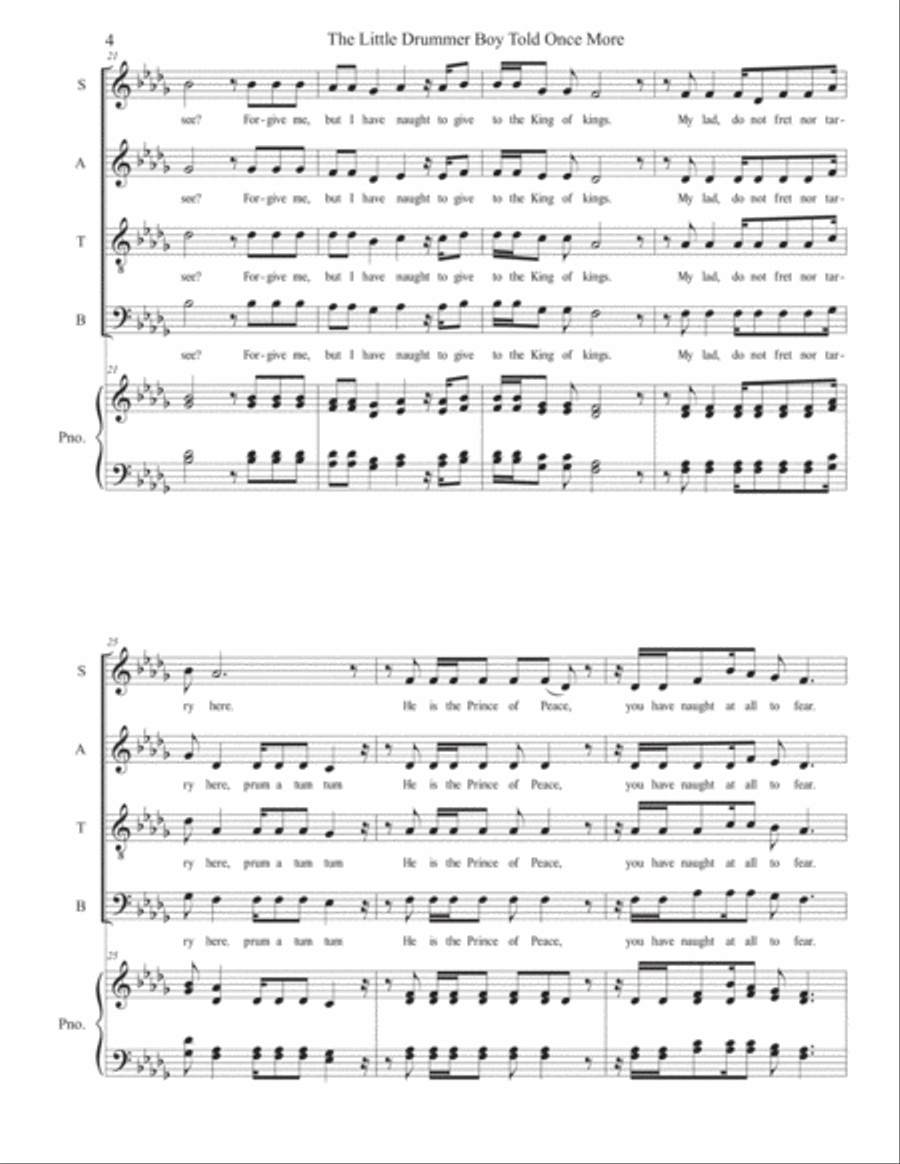 The Little Drummer Boy TTBB scores gallery preview page 4