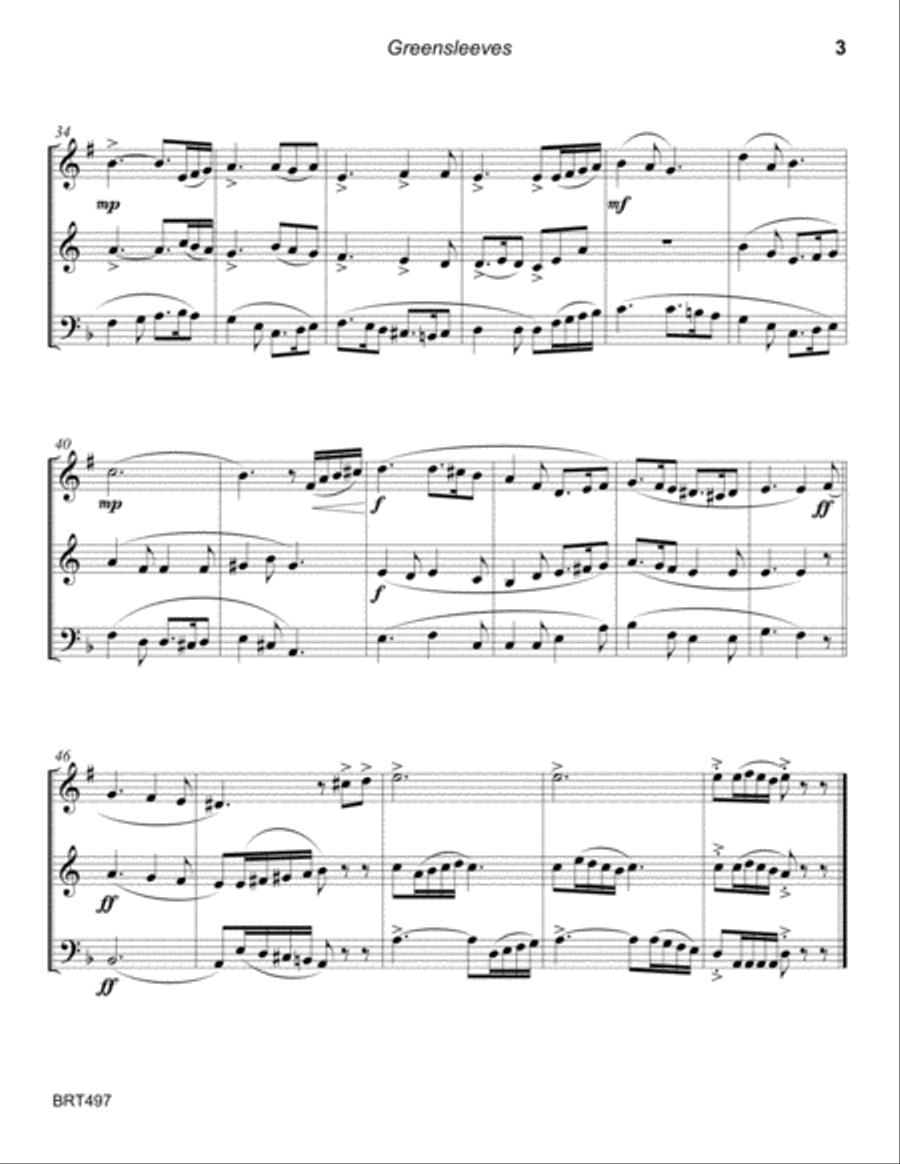WHAT CHILD IS THIS? (Greensleeves) - BRASS TRIO (unaccompanied) Brass Trio scores gallery preview page 3