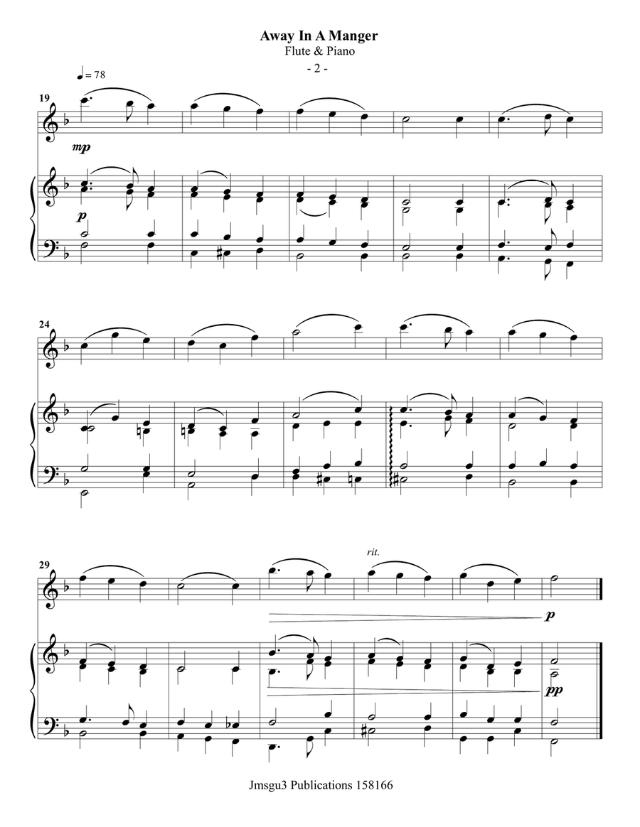 Away In A Manger: for Flute & Piano Flute Solo scores gallery preview page 2