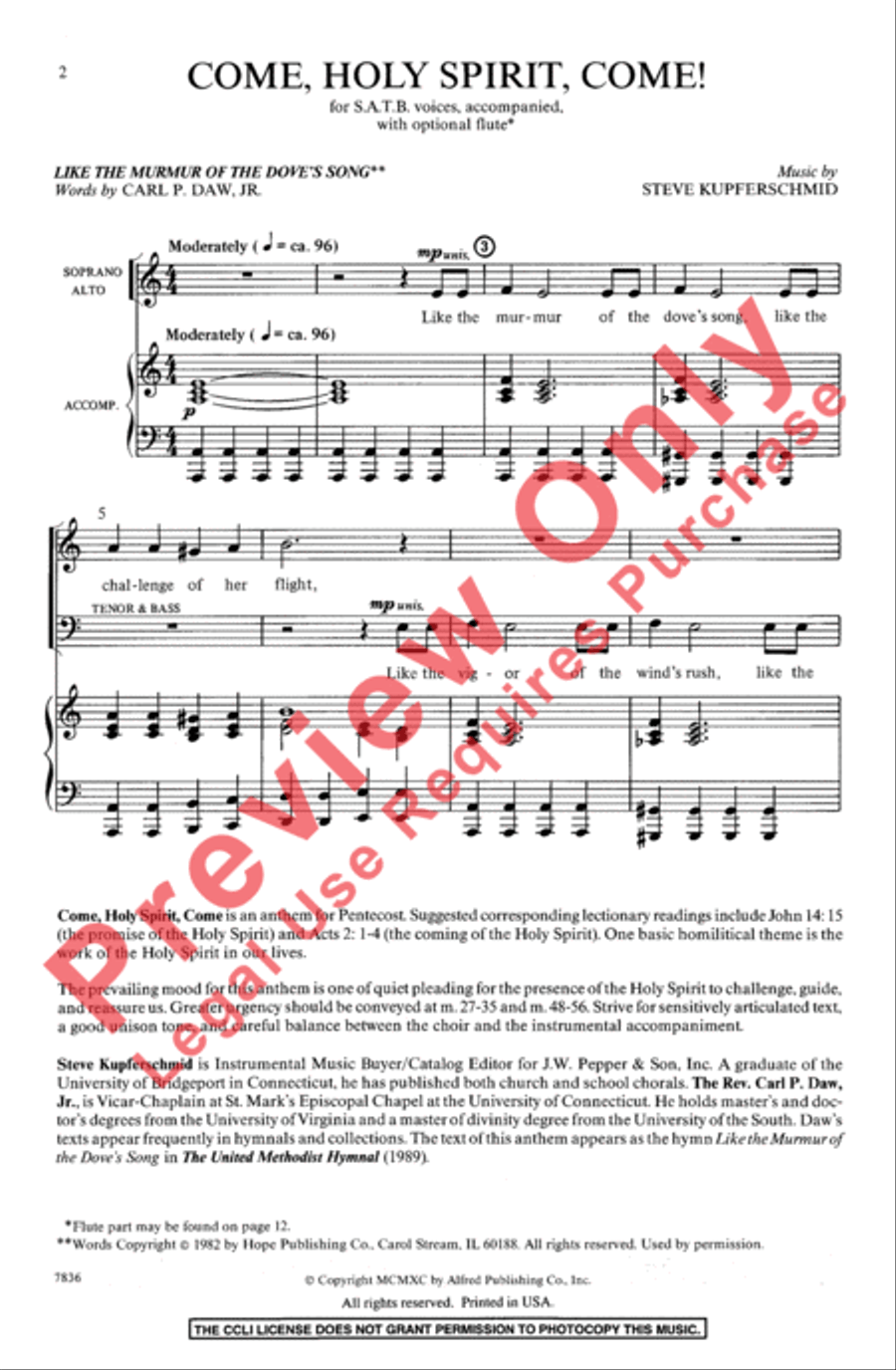 Come, Holy Spirit, Come Come, Holy Spirit, Come 4-Part scores gallery preview page 2
