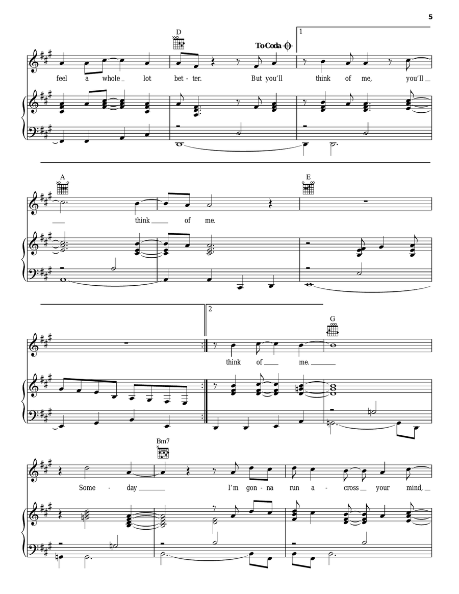 You'll Think Of Me You'll Think Of Me Piano, Vocal, Guitar scores gallery preview page 5