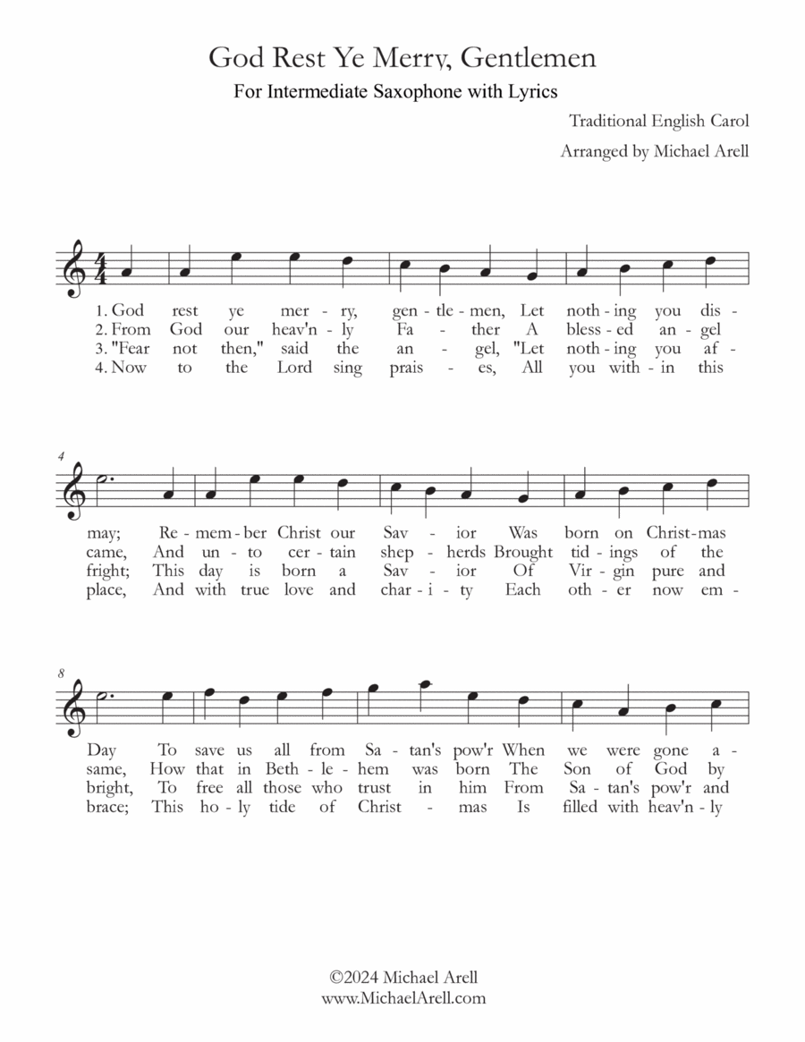 Gentlemen for Saxophone, God Rest Ye Merry Alto Saxophone scores gallery preview page 1