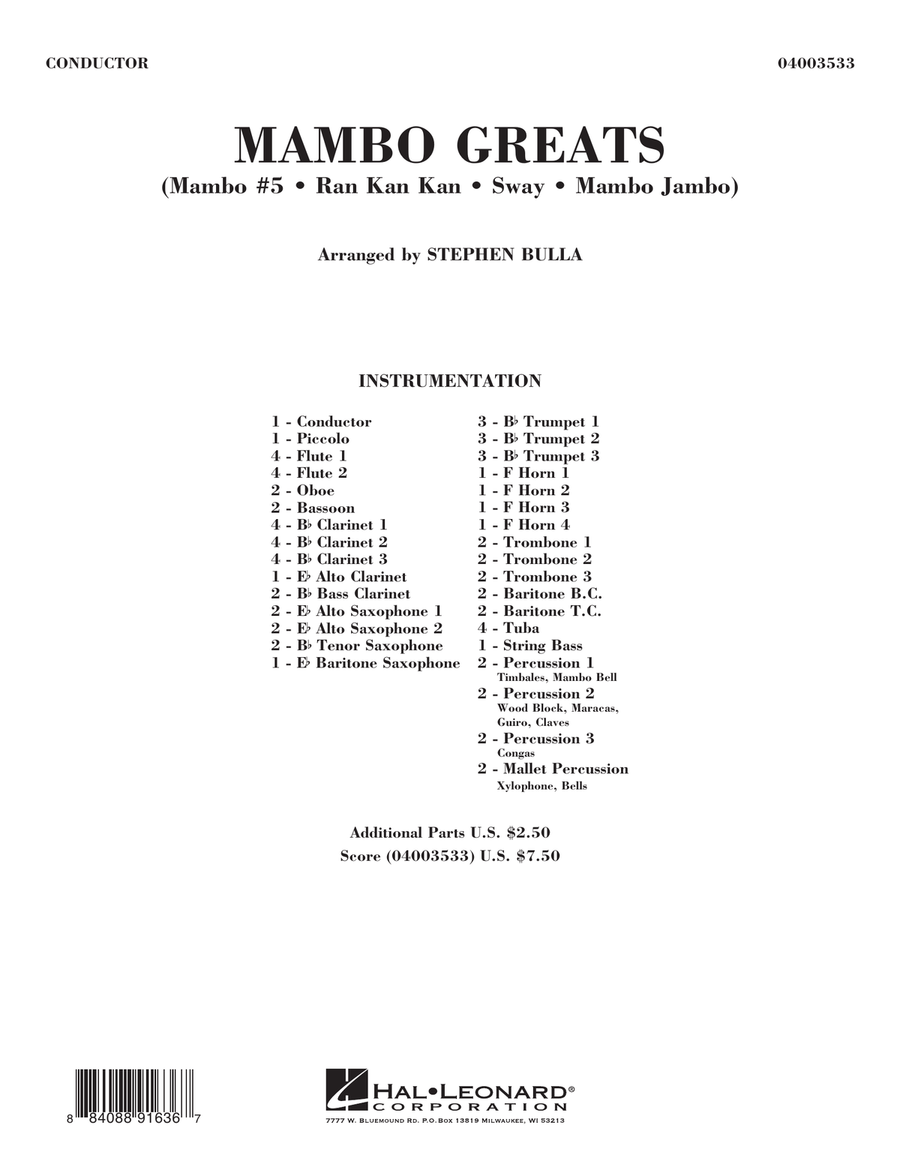 Mambo Greats - Conductor Score (Full Score) Concert Band scores gallery preview page 1