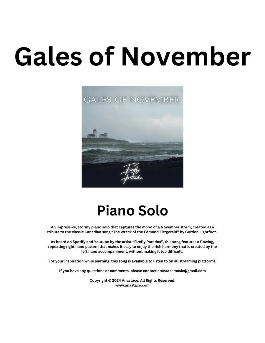 Gales of November - Piano Solo Piano Method scores gallery preview page 1