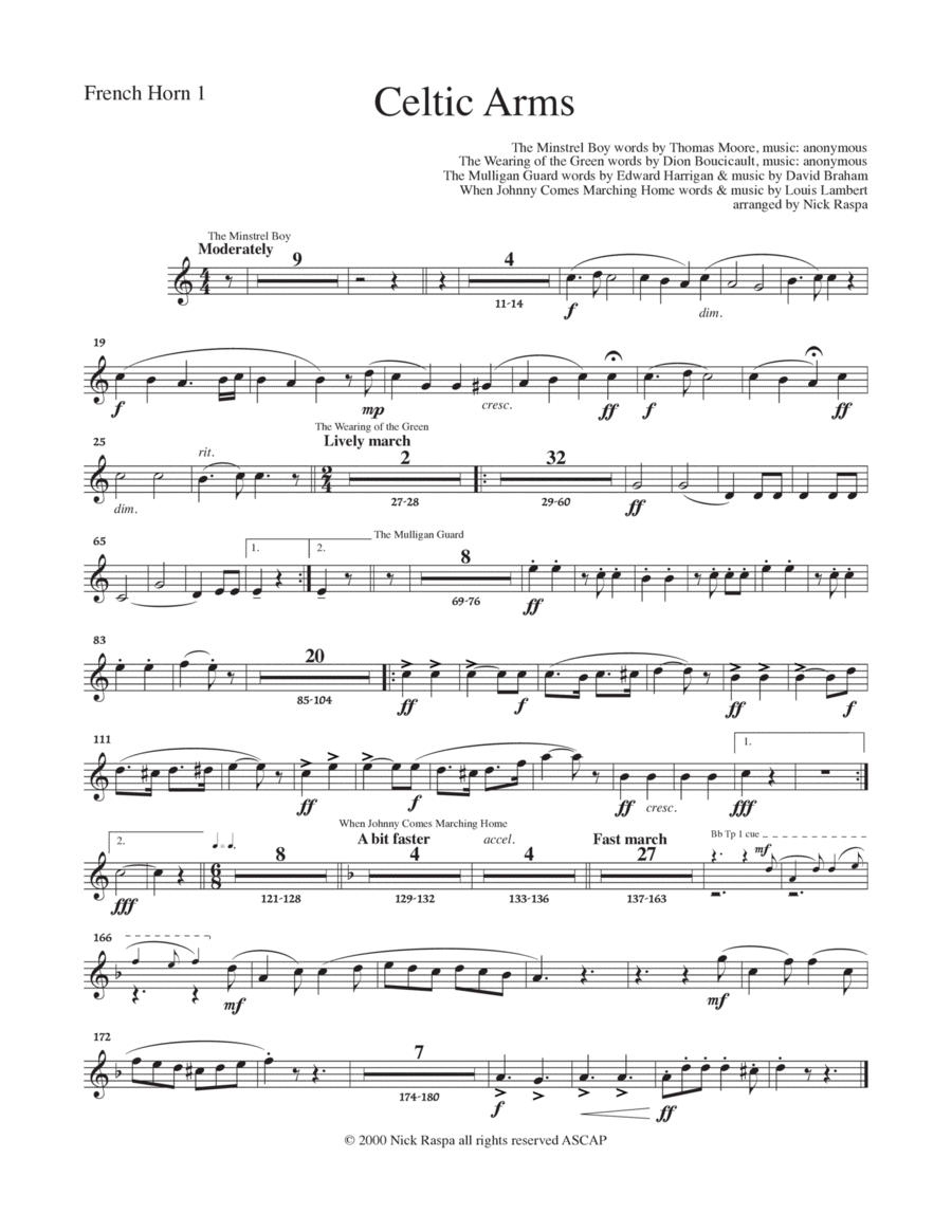 Celtic Arms - French Horn 1 part Full Orchestra scores gallery preview page 1