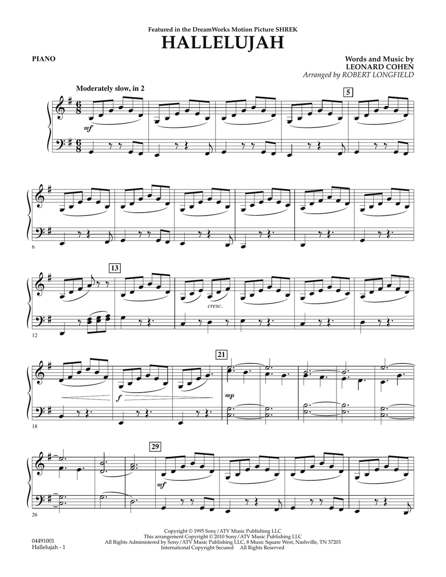 Hallelujah - Piano Orchestra scores gallery preview page 1
