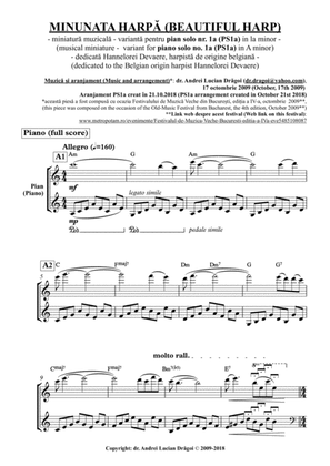MINUNATA HARPĂ (BEAUTIFUL HARP) (musical miniature - variant for piano solo no. 1a (PS1a) in A mino