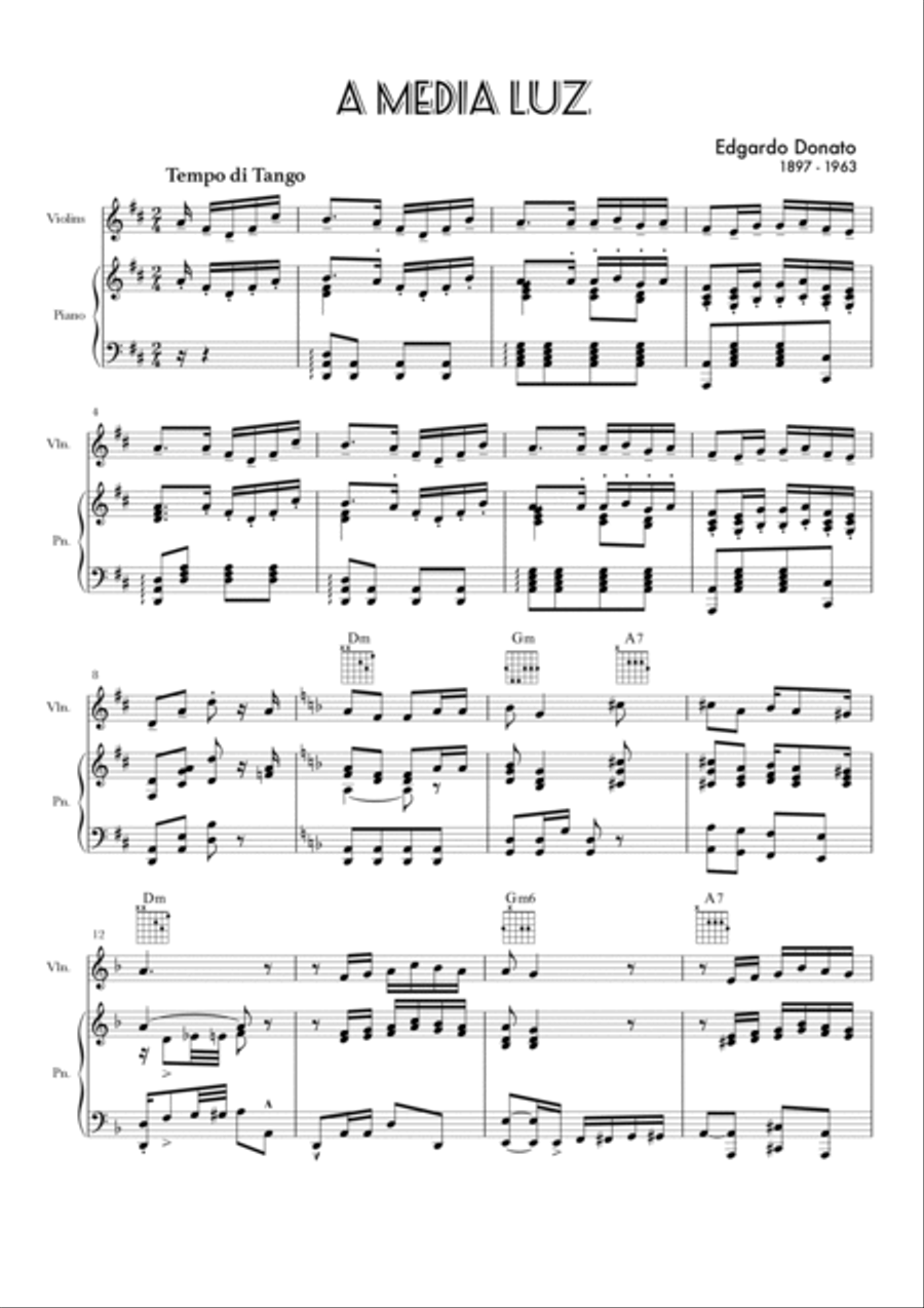 Tango A Media Luz Piano, Vocal, Guitar scores gallery preview page 3