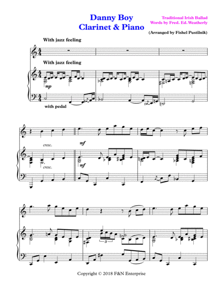 "Danny Boy"-Piano Background for Clarinet and Piano image number null