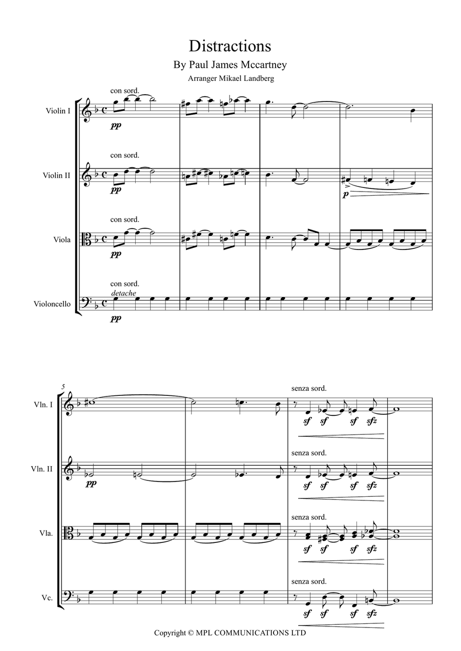 Distractions String Quartet scores gallery preview page 2