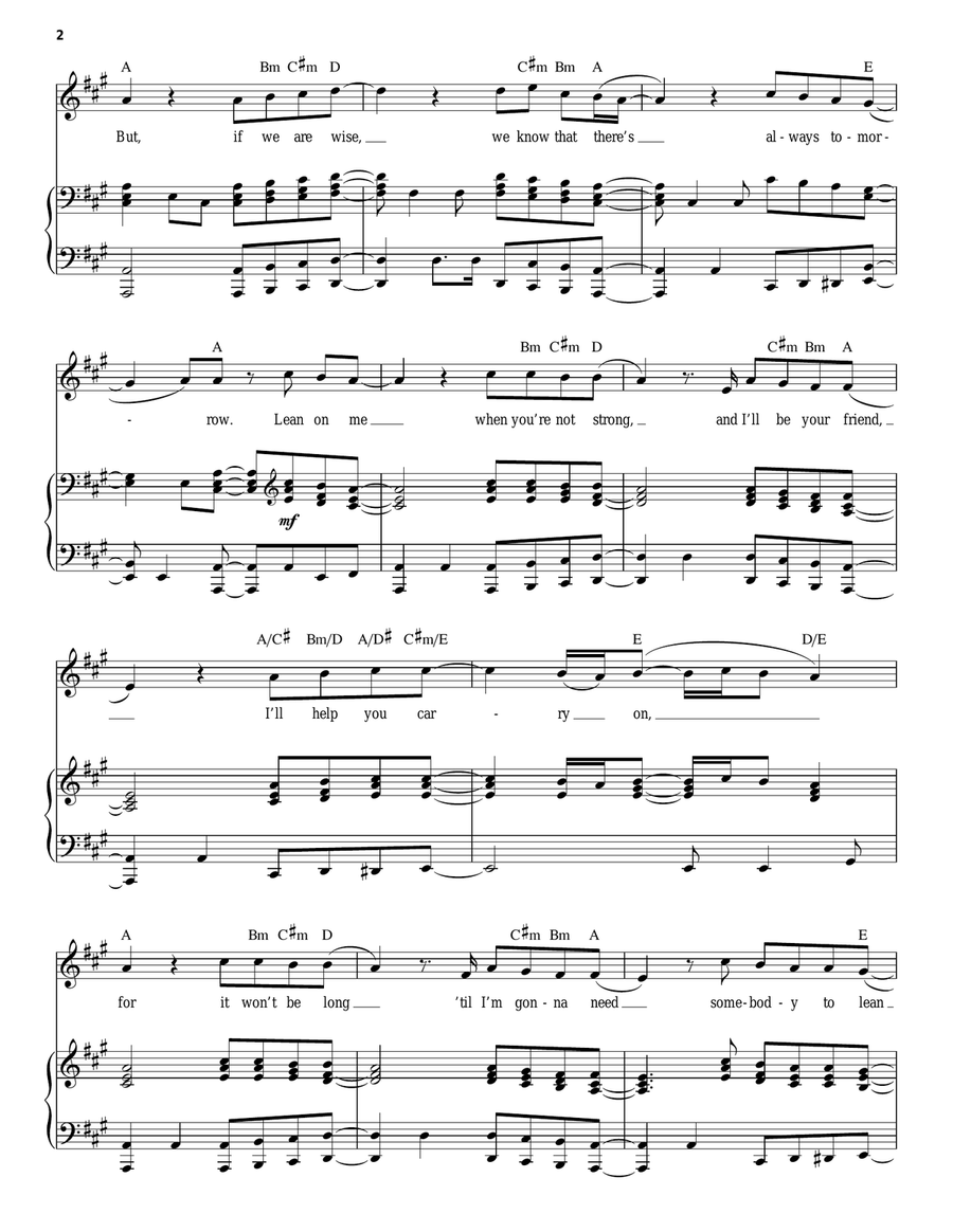 Lean On Me Piano, Vocal scores gallery preview page 2