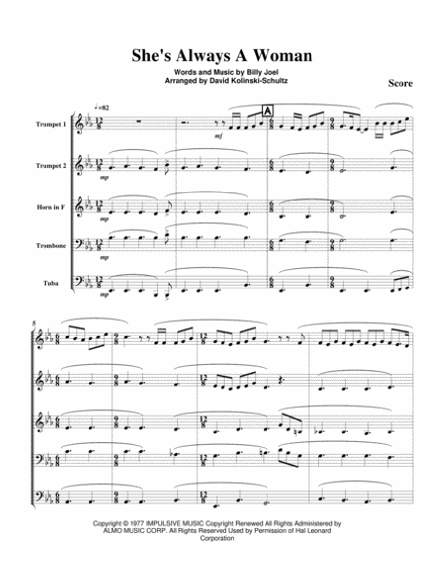 She's Always A Woman Brass Ensemble scores gallery preview page 2