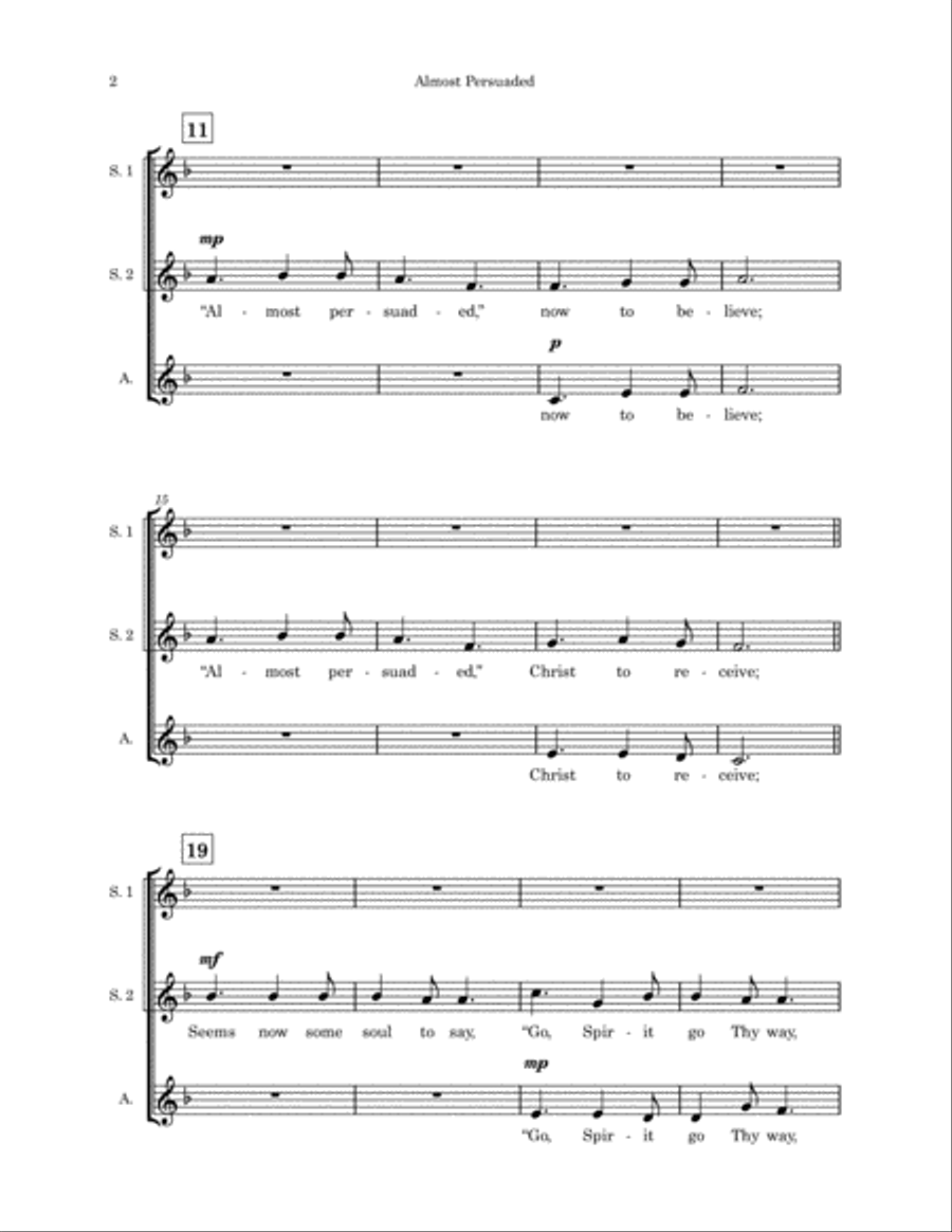 Almost Persuaded - SSA A Cappella SSA scores gallery preview page 3