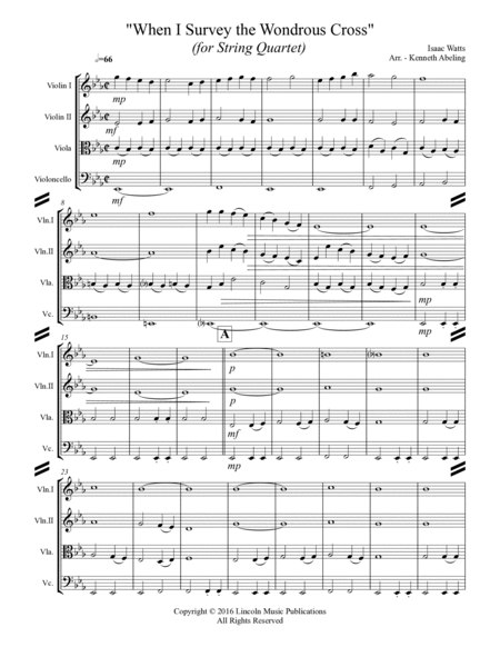 When I Survey the Wondrous Cross (String Quartet) by Isaac Watts - String  Quartet - Digital Sheet Music