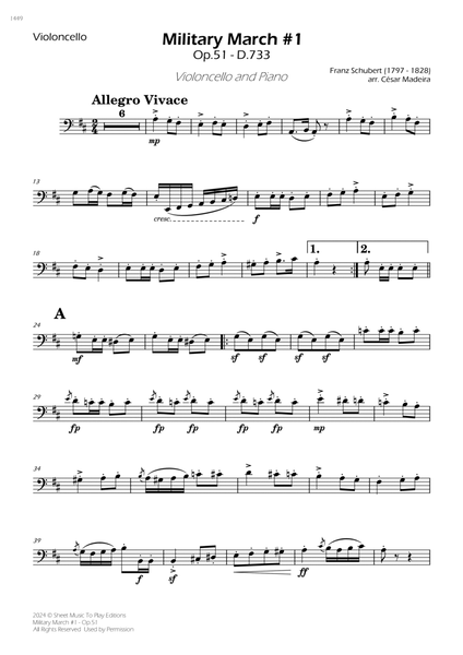 Military March No.1, Op.51 - Cello and Piano (Individual Parts) image number null
